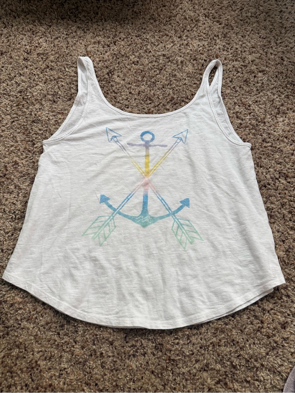 Billabong White Tank with Pastel Anchor & Arrows Graphic